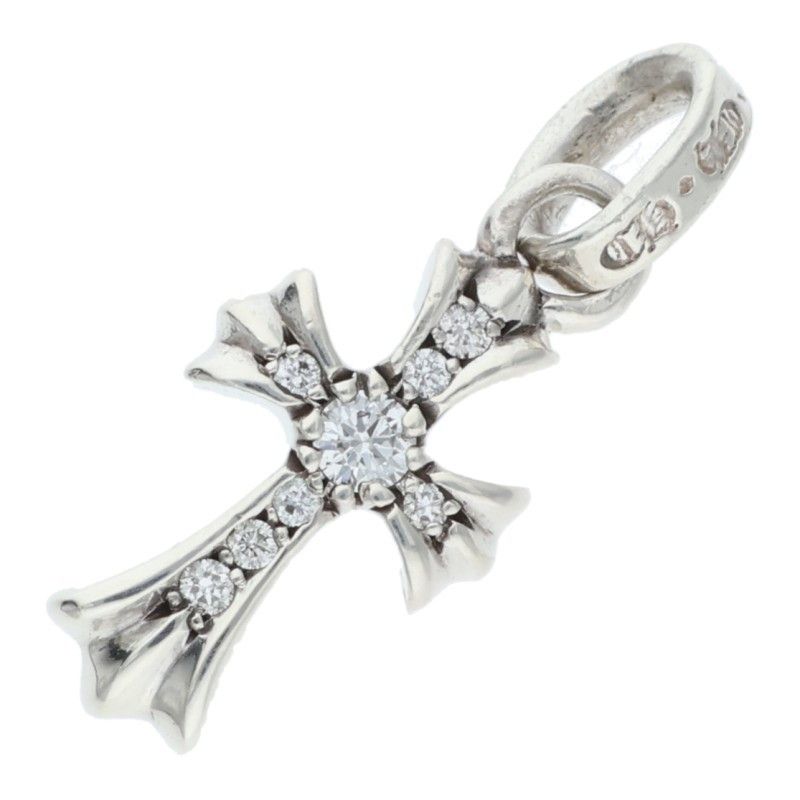 Chrome Hearts Crs Baby Fat P Dmnd Fat Pave Diamond Charm Silver Pendant