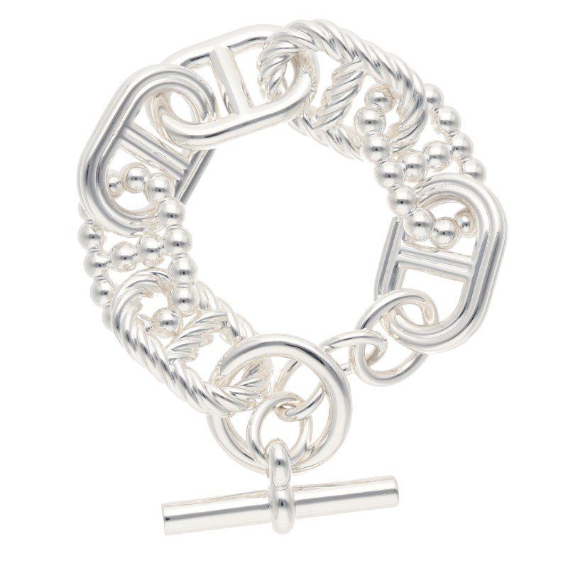 Hermes Chaine D'ancre Alea II GM Iigm Silver Bracelet 16