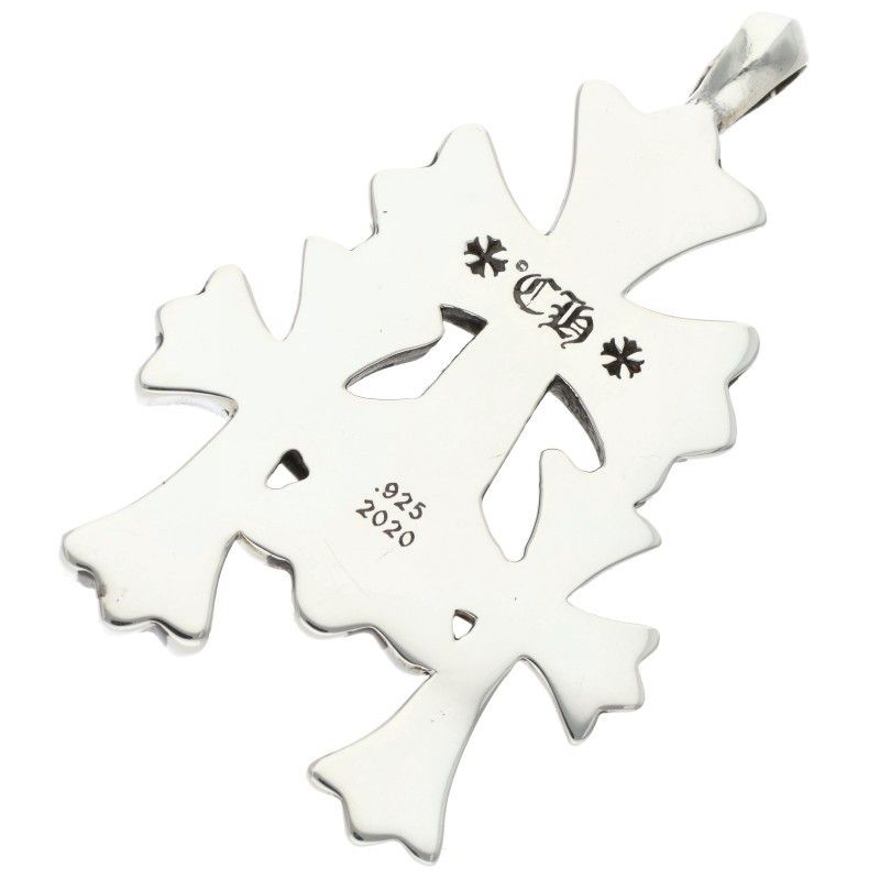 Chrome Hearts 3 CH Crs Sml Triple CH Cross Small Silver Pendant — view 2