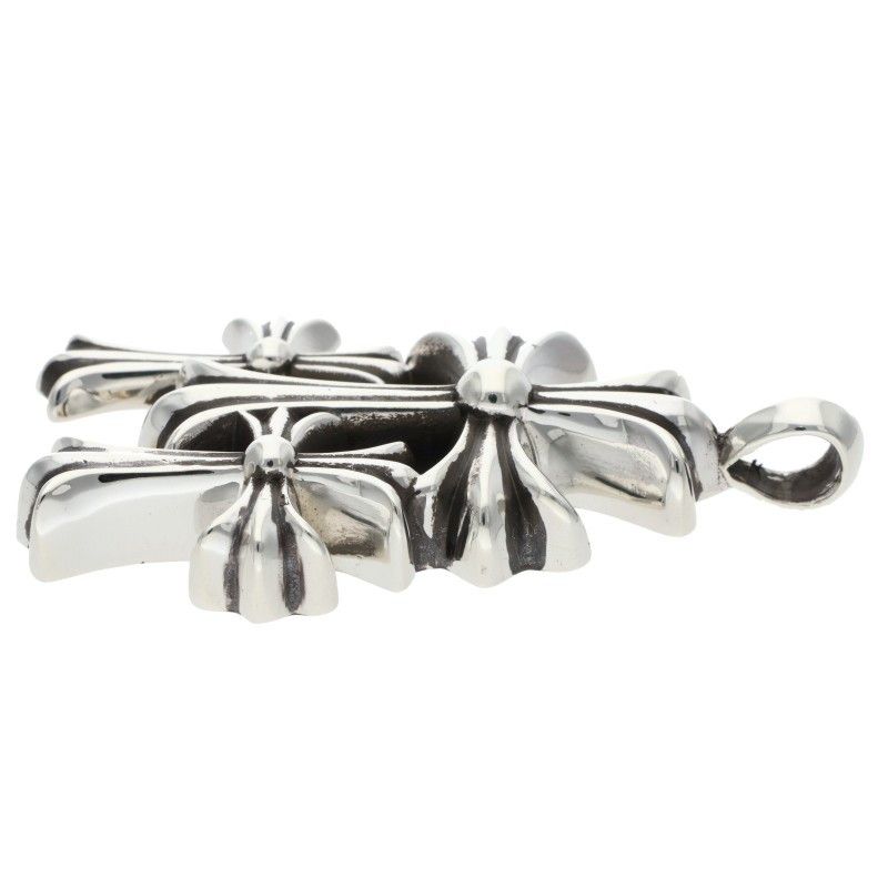 Chrome Hearts 3 CH Crs Sml Triple CH Cross Small Silver Pendant — view 4