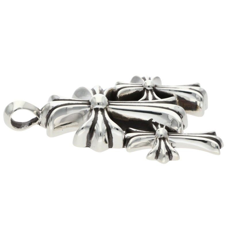 Chrome Hearts 3 CH Crs Sml Triple CH Cross Small Silver Pendant — view 5