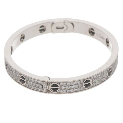 Cartier Love Bracelet 18k White Gold Ceramic Pave Diamond 18 — view 4