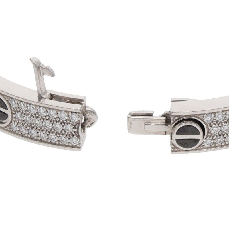Cartier Love Bracelet 18k White Gold Ceramic Pave Diamond 18 — view 5