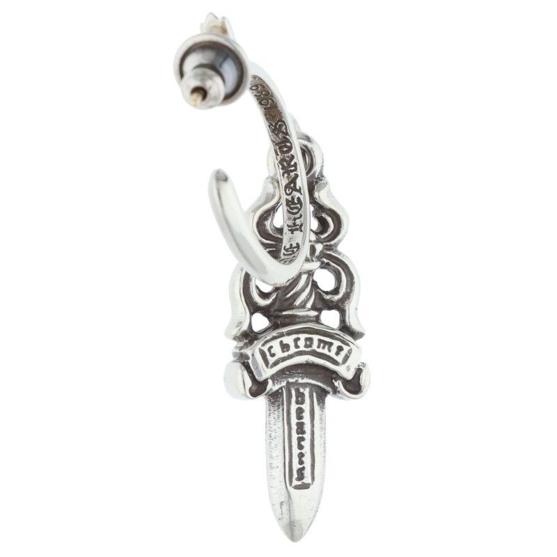 Chrome Hearts No5 Dagger 5 Daga Hoop Silver Earrings — view 2