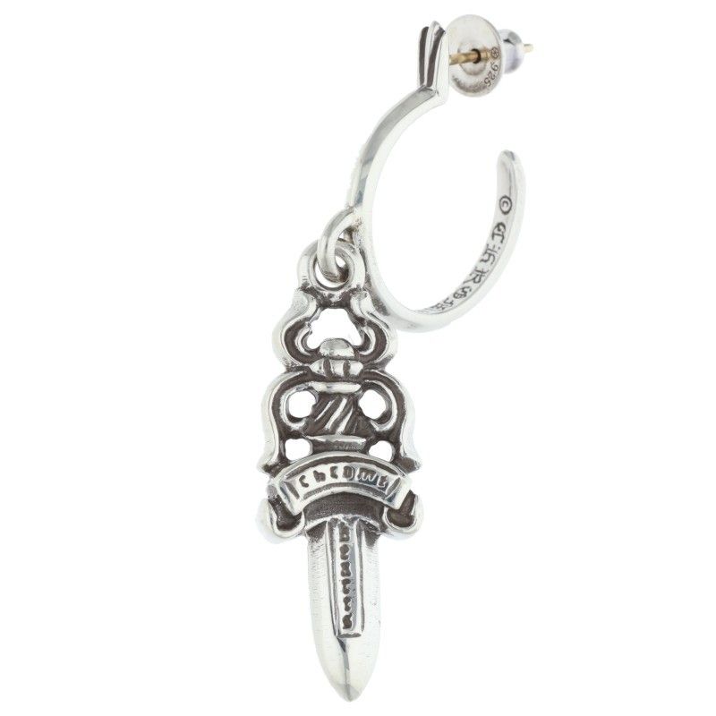 Chrome Hearts No5 Dagger 5 Daga Hoop Silver Earrings