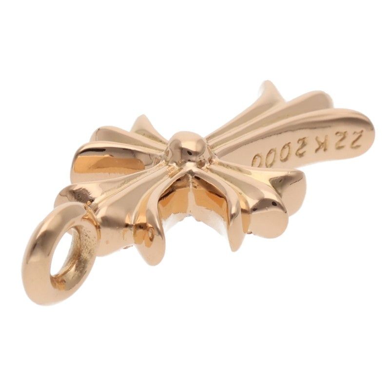 Chrome Hearts 22k Tny Crsf P Dmnd Tiny Fat Cross Pave Diamond Pendant Gold — view 5