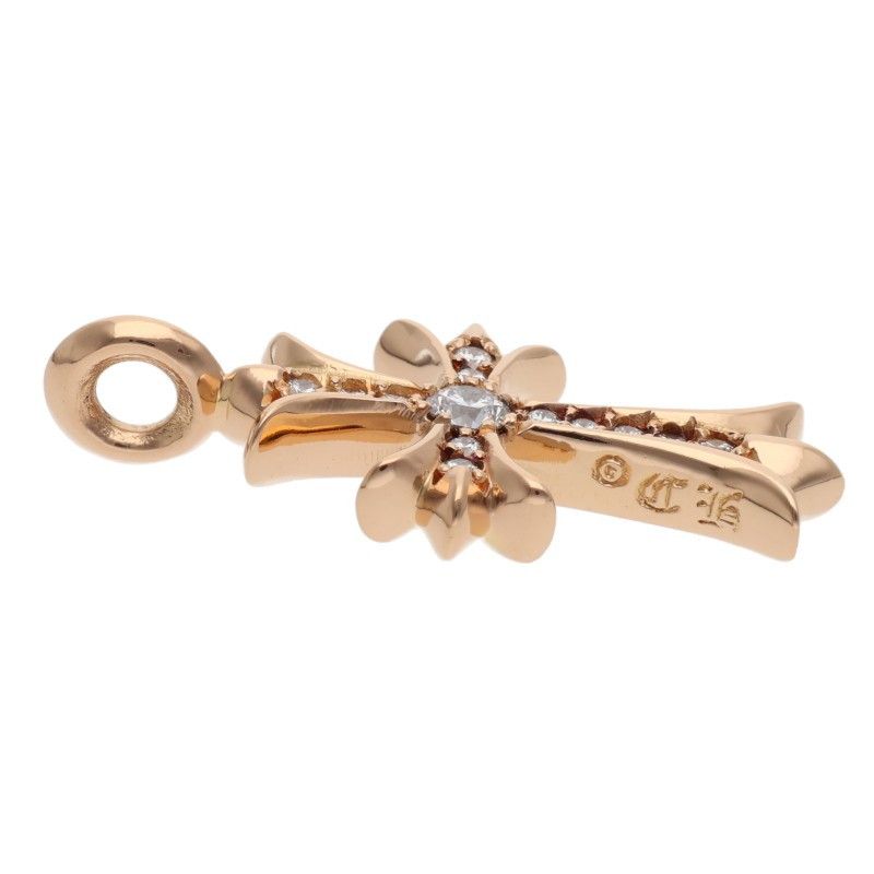 Chrome Hearts 22k Tny Crsf P Dmnd Tiny Fat Cross Pave Diamond Pendant Gold — view 3