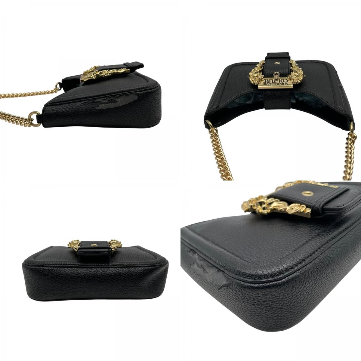 Versace Jeans Couture 2-Way Shoulder Bag Black Gold Chain Logo K8 — view 7
