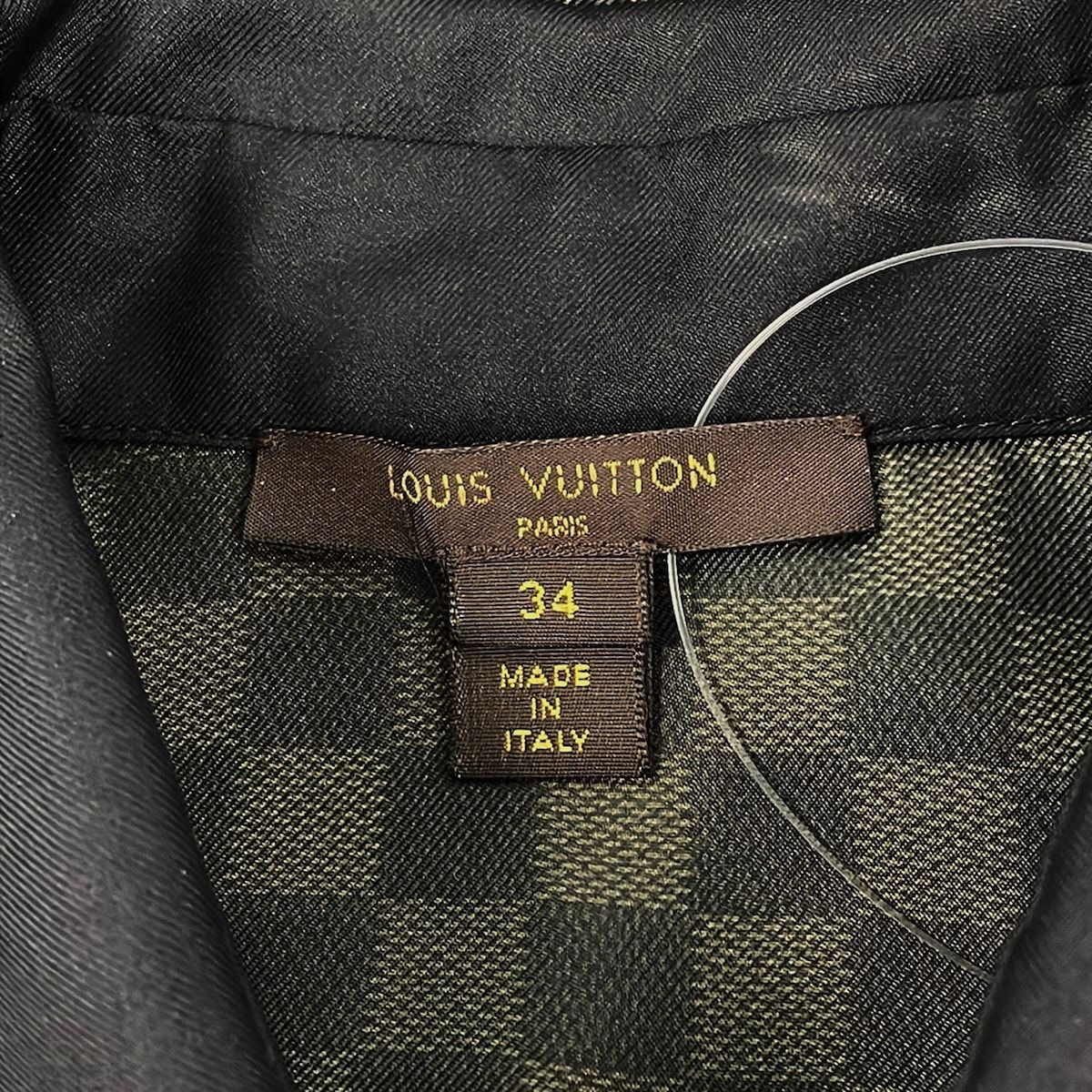 Louis Vuitton Short Sleeve Shirt Blouse 34 S Khaki Black Silk Damier Pattern — view 3