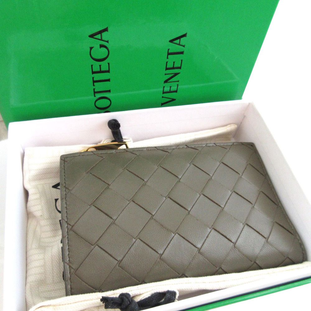 Bottega Veneta Maxi Intrecciato Leather Khaki Bifold Wallet — view 2