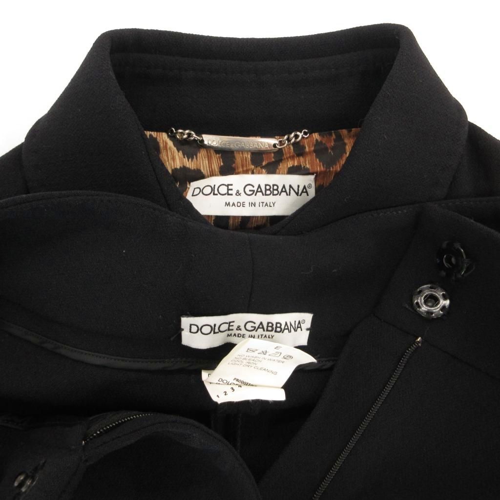 Dolce & Gabbana Set Suit Jacket Pants Lining Leopard Print Wool 40 Black — view 7