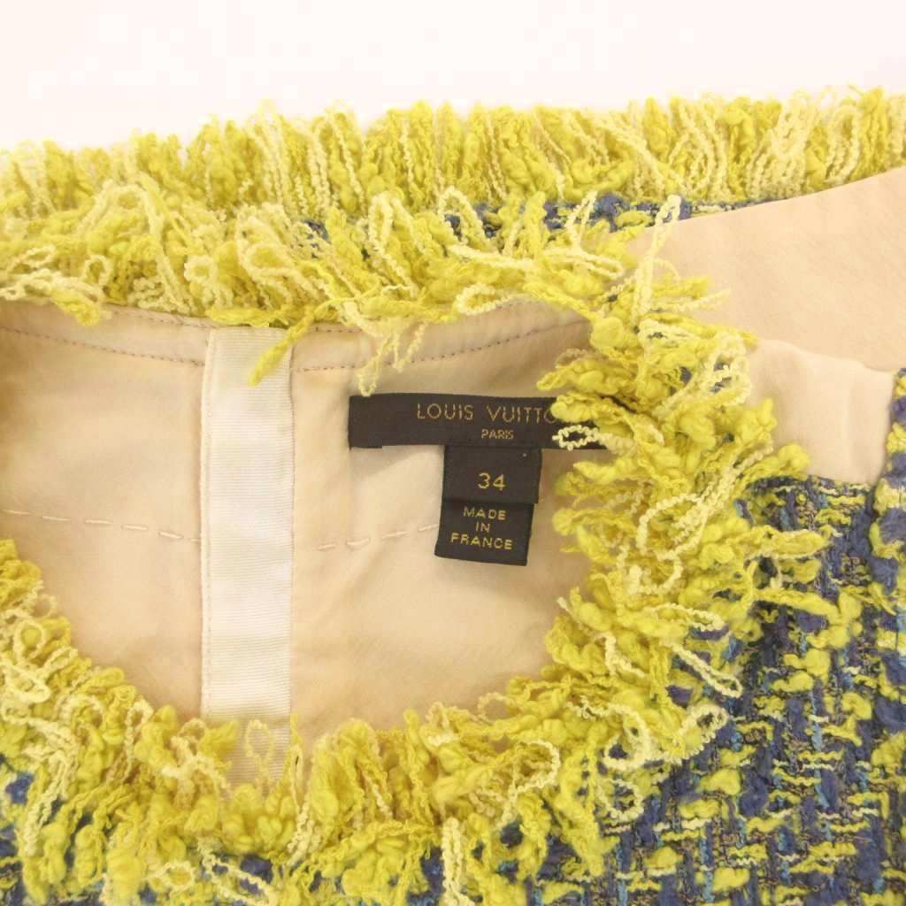 Louis Vuitton Knit Top Sleeveless Tweed Fringe Back Zip Silk 34 Multicolor — view 5
