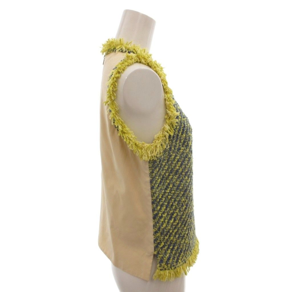 Louis Vuitton Knit Top Sleeveless Tweed Fringe Back Zip Silk 34 Multicolor — view 3