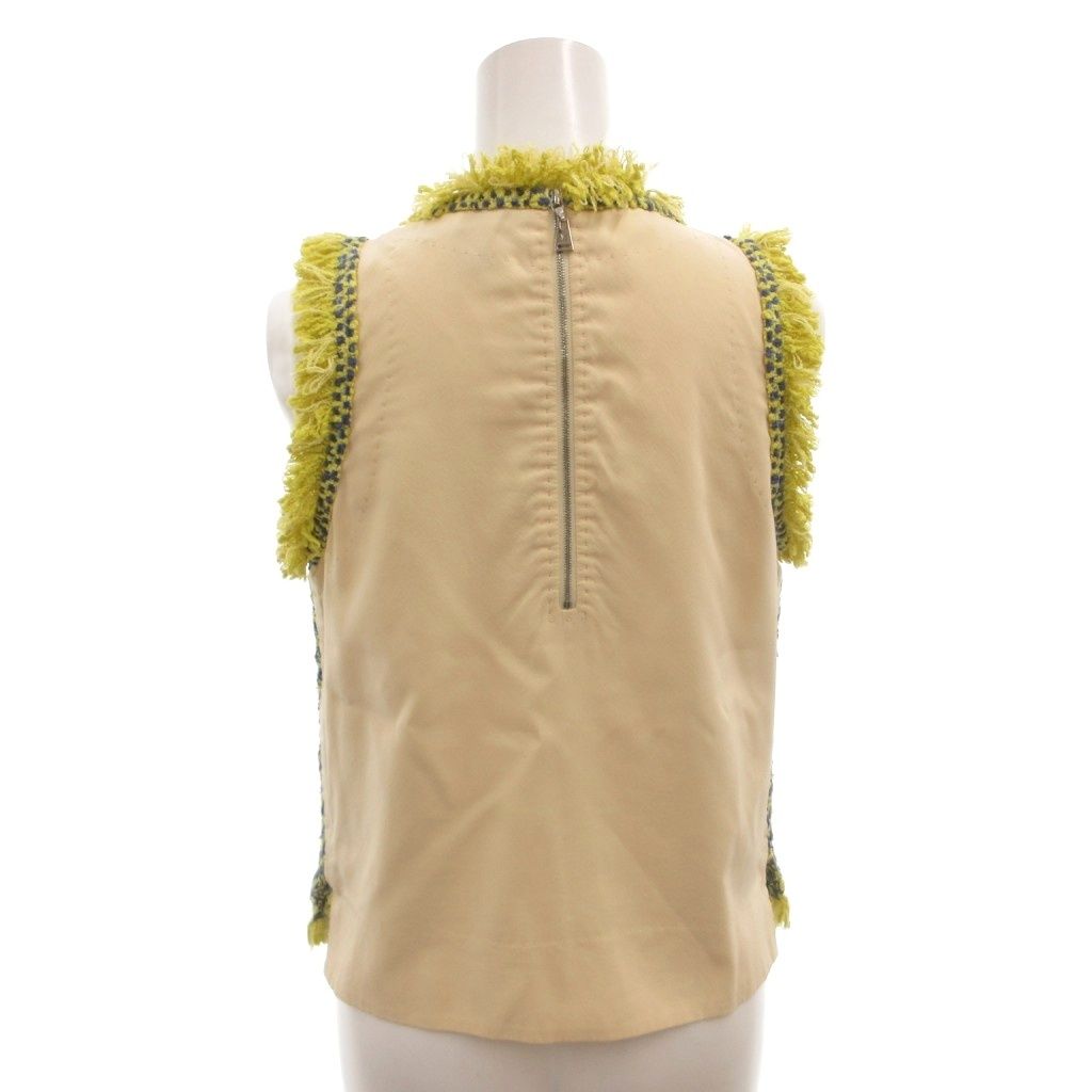 Louis Vuitton Knit Top Sleeveless Tweed Fringe Back Zip Silk 34 Multicolor — view 2