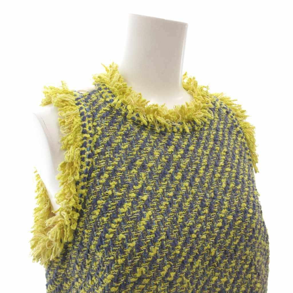 Louis Vuitton Knit Top Sleeveless Tweed Fringe Back Zip Silk 34 Multicolor — view 4