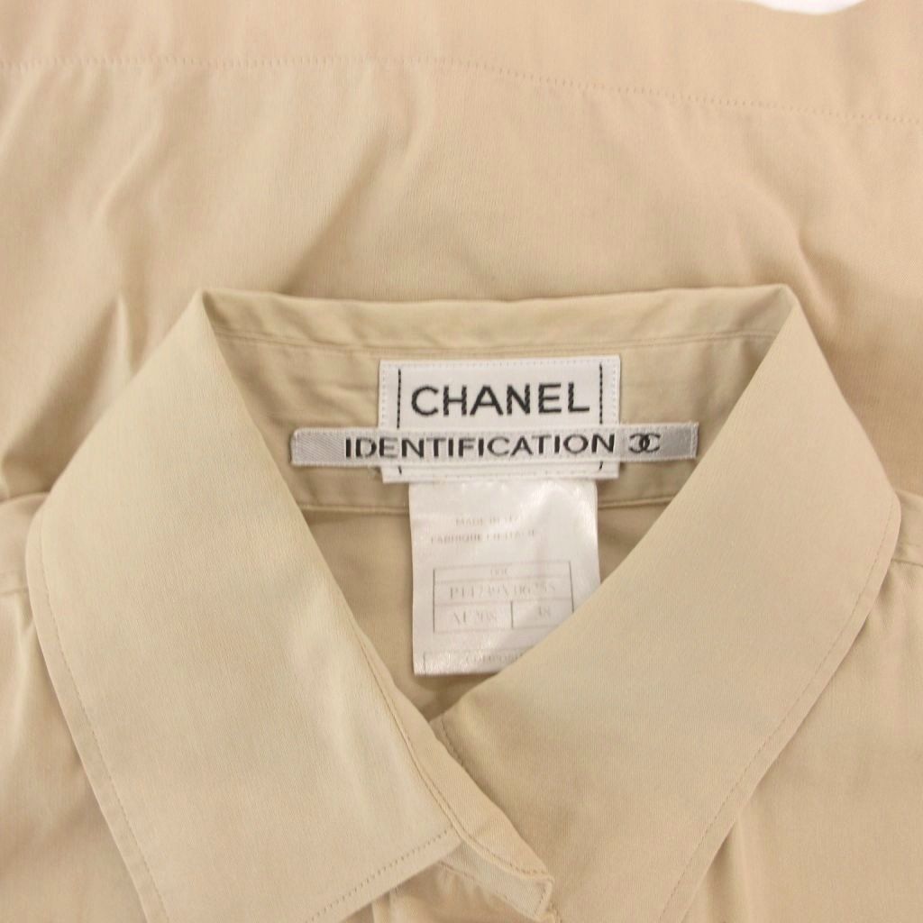 Chanel Shirt Blouse Logo Embroidery CC Long Sleeve 38 Beige — view 6