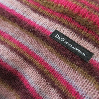 Dolce & Gabbana D&G Knit Sweater S Red Wine Bordeaux Border Pattern Turtleneck — view 6