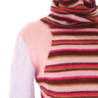 Dolce & Gabbana D&G Knit Sweater S Red Wine Bordeaux Border Pattern Turtleneck — view 5