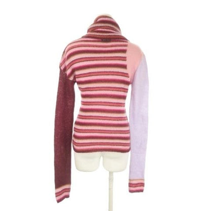 Dolce & Gabbana D&G Knit Sweater S Red Wine Bordeaux Border Pattern Turtleneck — view 2