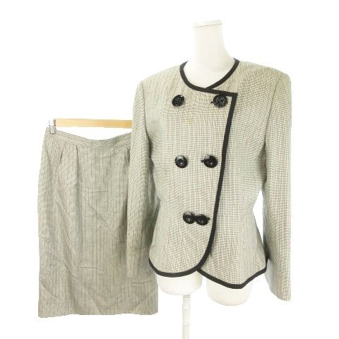Dior Suit Jacket & Skirt Set 11 White Black Double Color All Over Pattern
