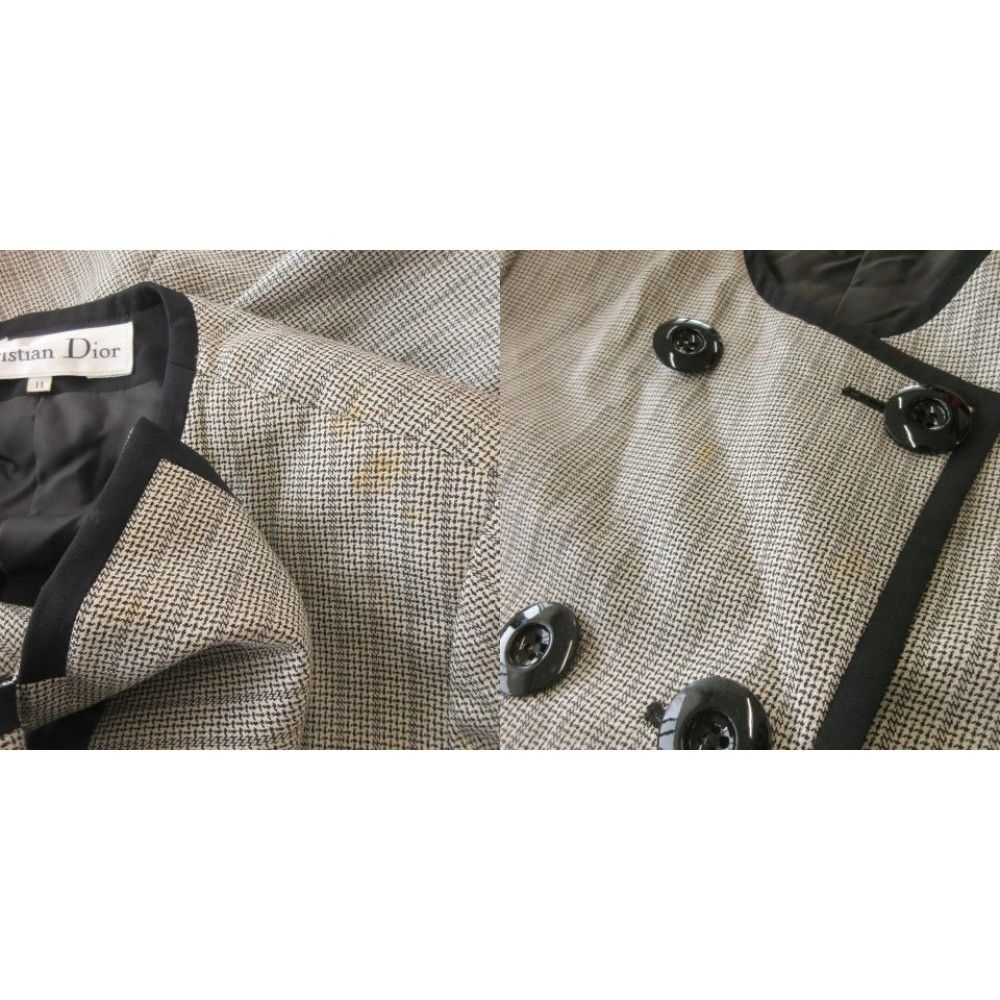Dior Suit Jacket & Skirt Set 11 White Black Double Color All Over Pattern — view 8