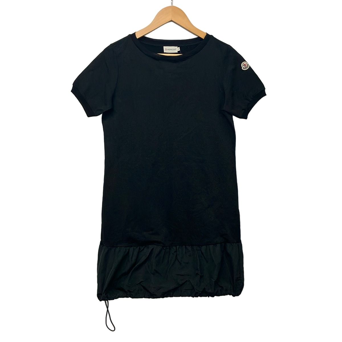 Moncler Dress S Abito Maniche Corte Black Crew Neck Short Sleeve Knee Length