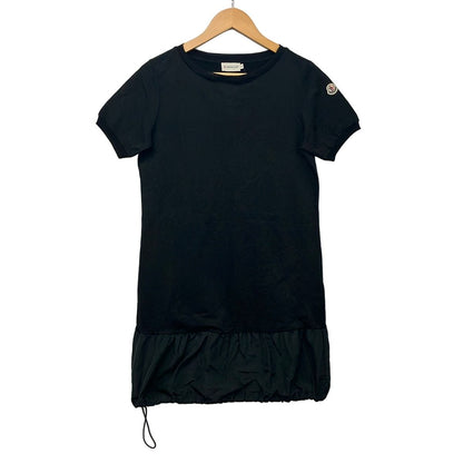 Moncler Dress S Abito Maniche Corte Black Crew Neck Short Sleeve Knee Length