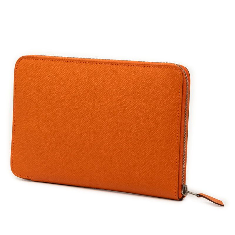 Hermes Azap Integral Zip Around Wallet Orange Veau Epsom — view 2