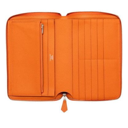 Hermes Azap Integral Zip Around Wallet Orange Veau Epsom — view 4