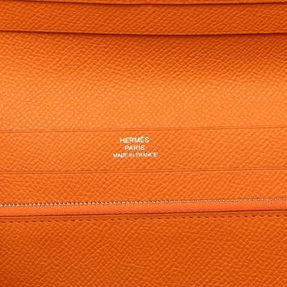 Hermes Azap Integral Zip Around Wallet Orange Veau Epsom — view 6