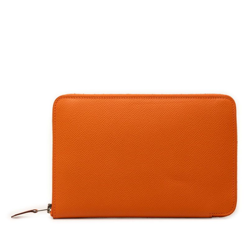 Hermes Azap Integral Zip Around Wallet Orange Veau Epsom