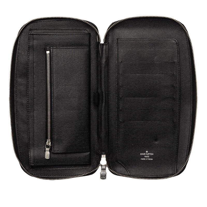 Louis Vuitton Taiga Organizer Zip Around Wallet Black Leather — view 4