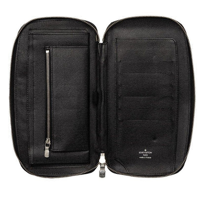 Louis Vuitton Taiga Organizer Zip Around Wallet Black Leather — view 4