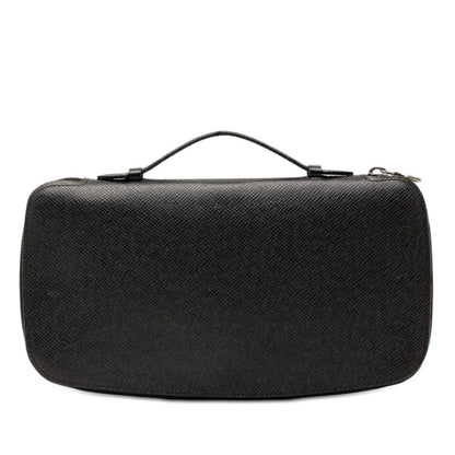 Louis Vuitton Taiga Organizer Zip Around Wallet Black Leather