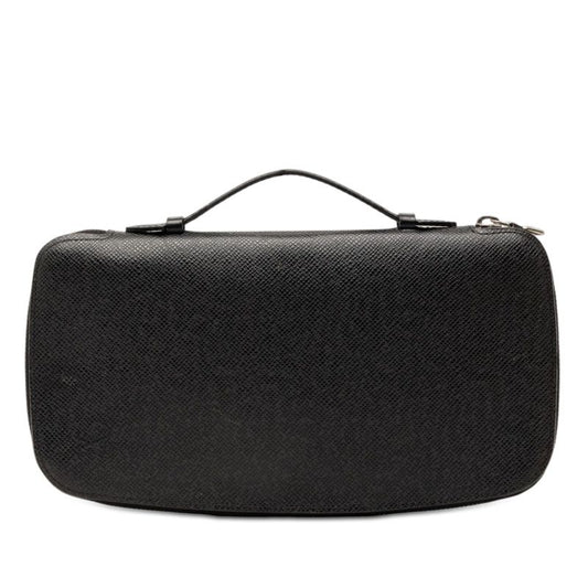 Louis Vuitton Taiga Organizer Zip Around Wallet Black Leather