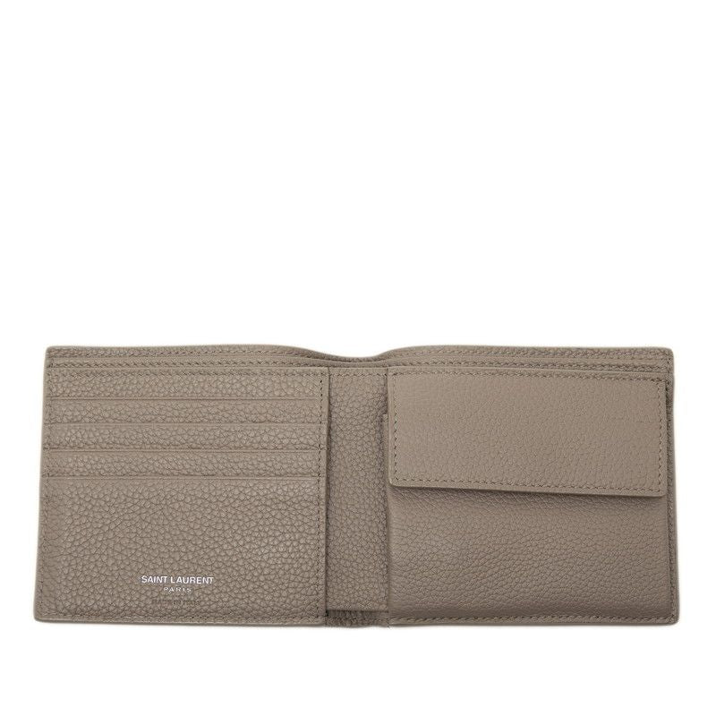Saint Laurent Tiny Cassandra YSL Logo Bifold Wallet Beige Leather — view 4