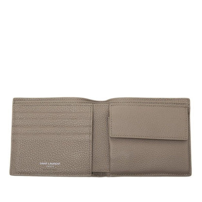 Saint Laurent Tiny Cassandra YSL Logo Bifold Wallet Beige Leather — view 4