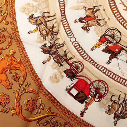 Hermes Carre 90 la Promenade de Longchamps Walk to Long Chien Scarf Brown — view 3