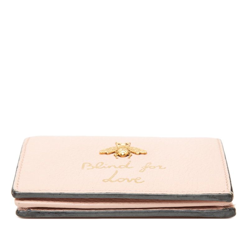 Gucci Animalier Bifold Wallet Pink Leather — view 3