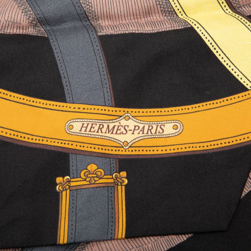 Hermes Maxi Twill Cavalcadour Scarf Black Multicolor Silk — view 3