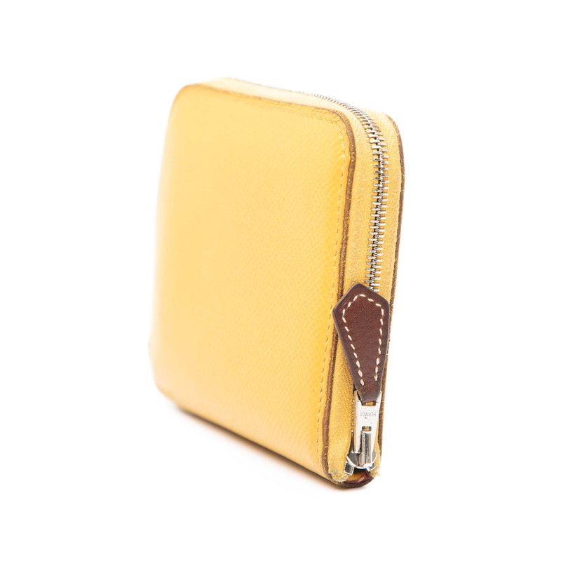 Hermes Azap Silk in Compact Coin Case Yellow Veau — view 2