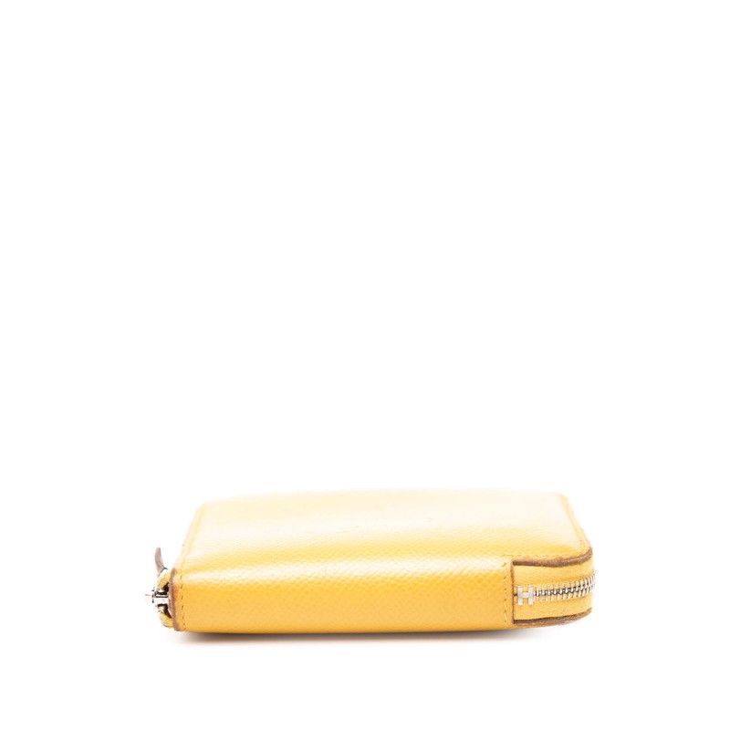 Hermes Azap Silk in Compact Coin Case Yellow Veau — view 3