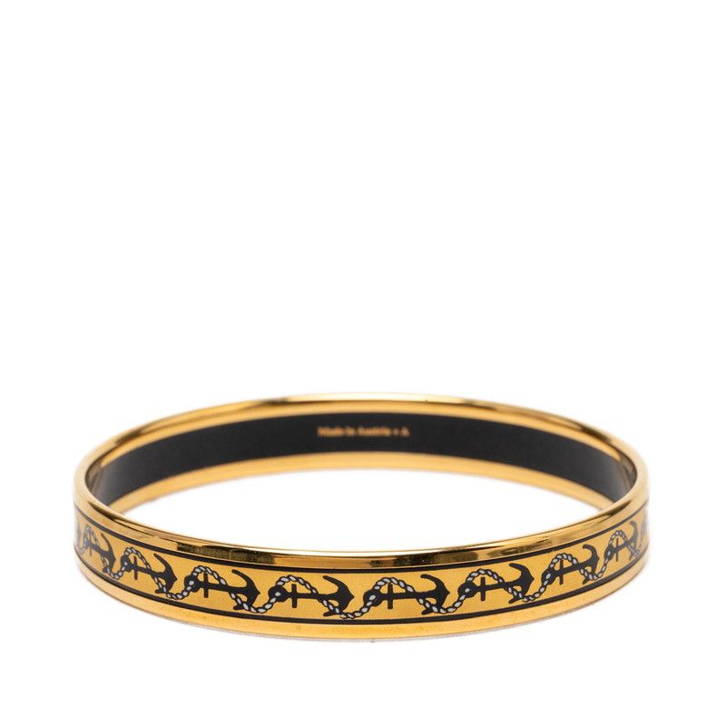 Hermes Enamel PM Bangle Gold Multicolor Plated Bracelet — view 3