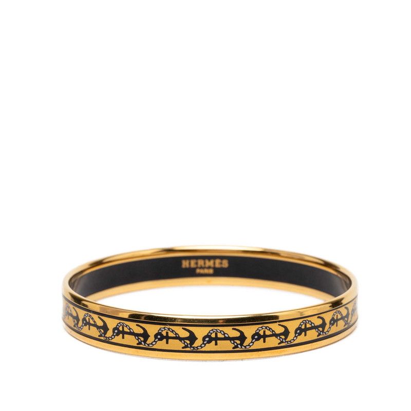 Hermes Enamel PM Bangle Gold Multicolor Plated Bracelet