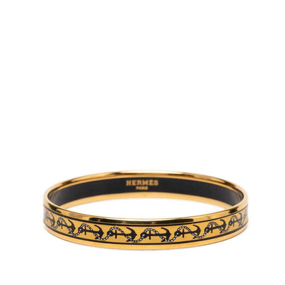 Hermes Enamel PM Bangle Gold Multicolor Plated Bracelet