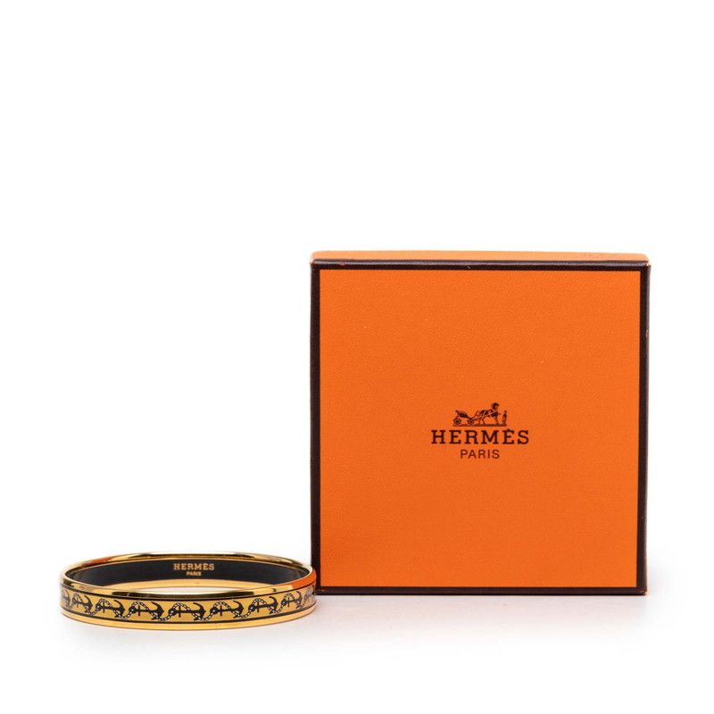 Hermes Enamel PM Bangle Gold Multicolor Plated Bracelet — view 6