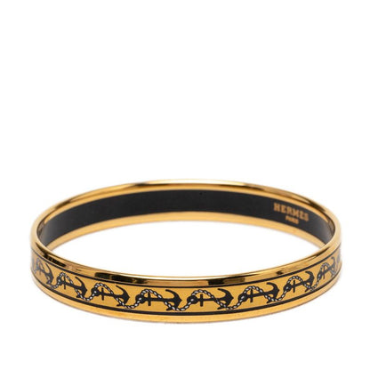 Hermes Enamel PM Bangle Gold Multicolor Plated Bracelet — view 2