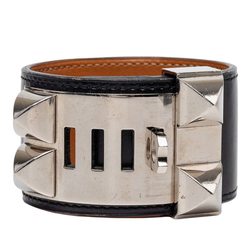 Hermes Collier de Chien Bracelet S Black Box Calf