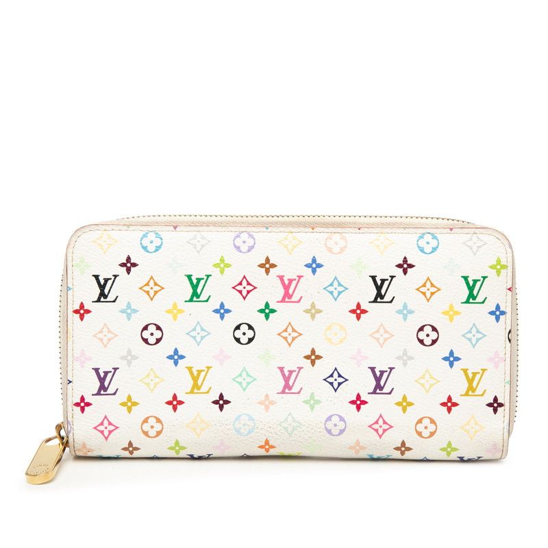 Louis Vuitton Monogram Multicolor Zippy Wallet White Leather