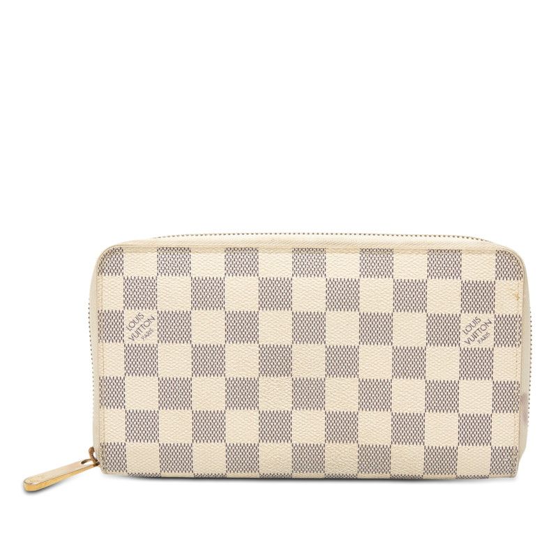 Louis Vuitton Damier Azur Zippy Organizer Wallet White Leather
